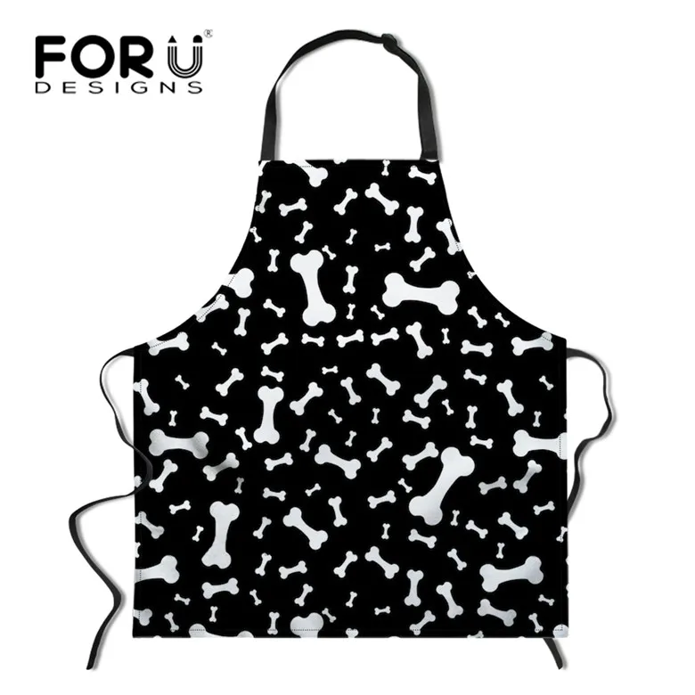 FORUDESIGNS/черный собачьи лапки узор фартук для женщин и мужчин забавные Пособия по кулинарии шеф-повар Кухня дома ресторан Биб фартук-платье - Цвет: Z4549R