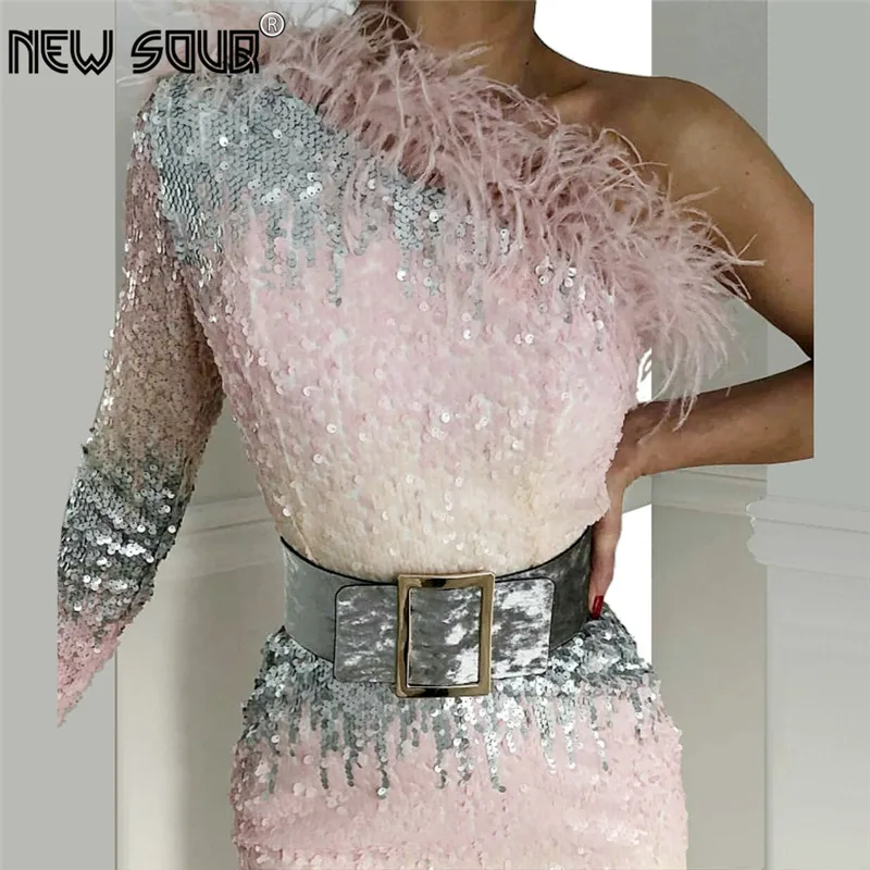 Роскошные Светоотражающие вечерние платья с перьями Новое поступление платье