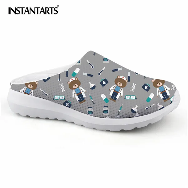 INSTANTARTS/летние женские босоножки из сетчатого материала; милые тапочки без застежки с принтом Медвежонок; светильник; пляжная водонепроницаемая обувь для женщин - Цвет: CC4405CA