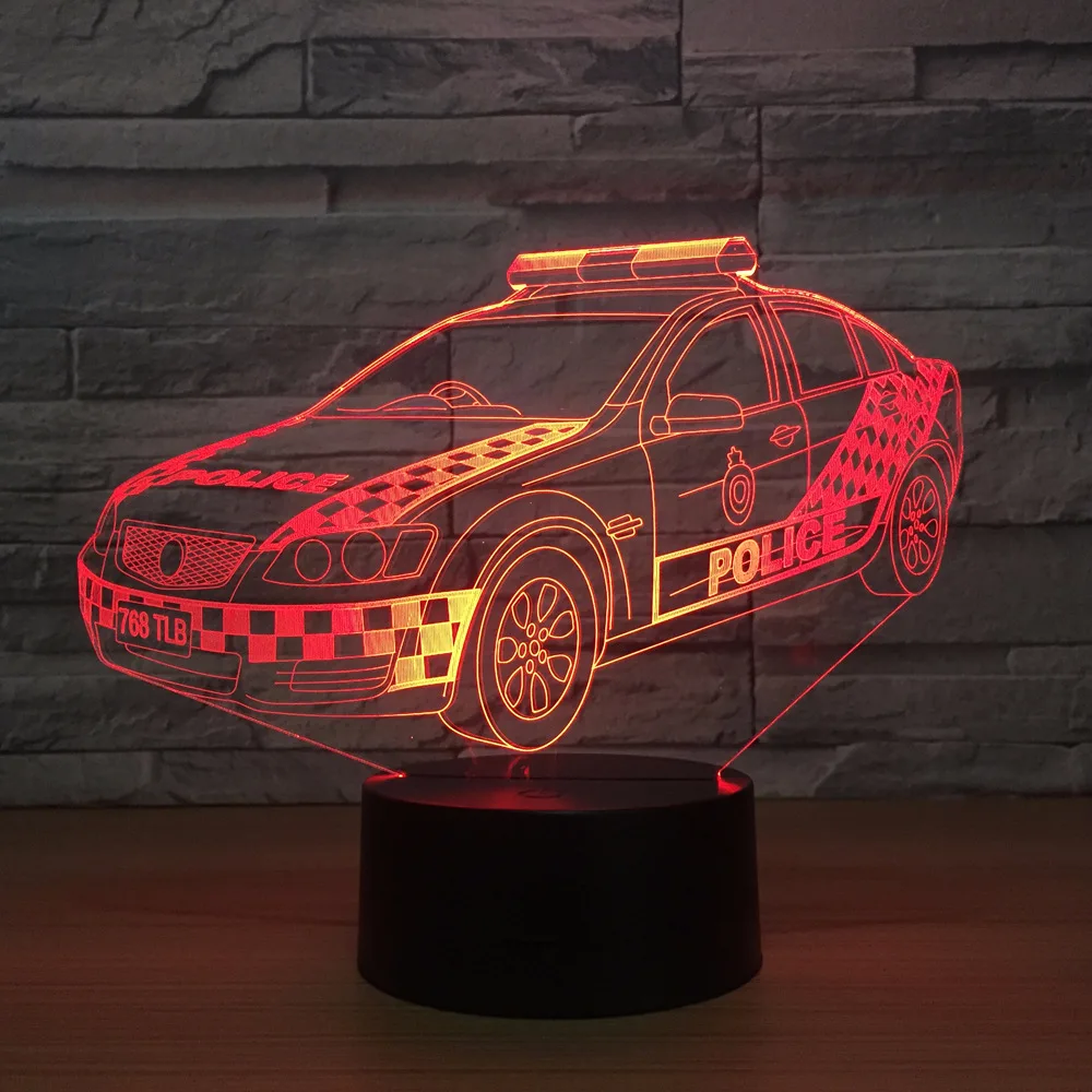 Полицейский Автомобиль 3d ночной Светильник прикроватный праздничный подарок