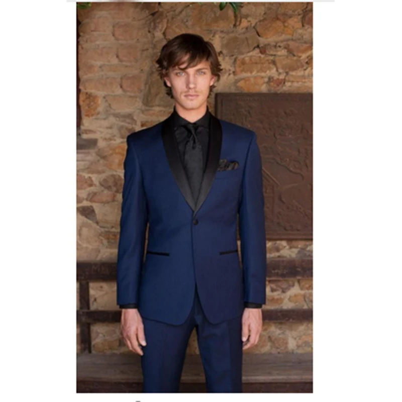 Новинка 2017 темно синие смокинги для жениха на одной пуговице мужской костюм