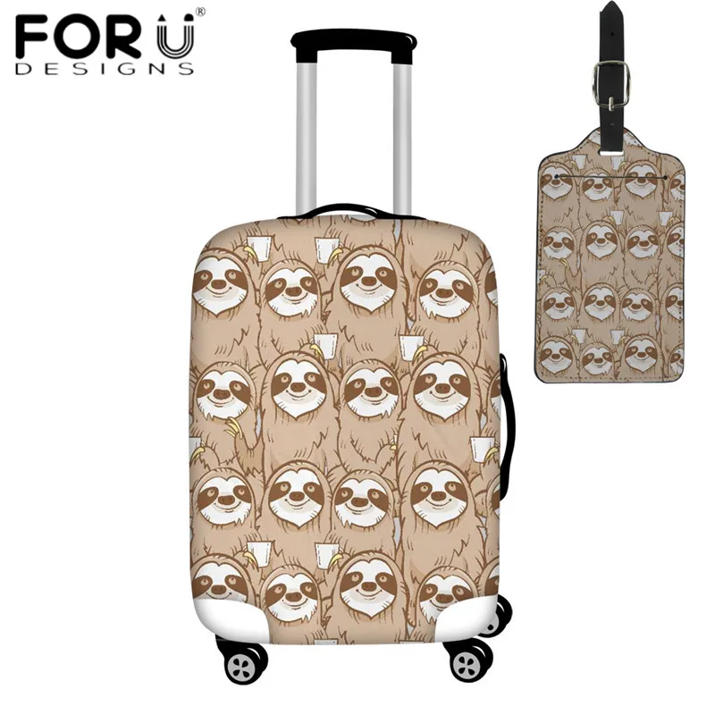 FORUDESIGNS/эластичный плотный чехол для костюма, чехол с рисунком Ленивца, милые Защитные чехлы для багажа, для 18-32 дюймов, чехол PU, багажная бирка - Цвет: HX576-2 pieces
