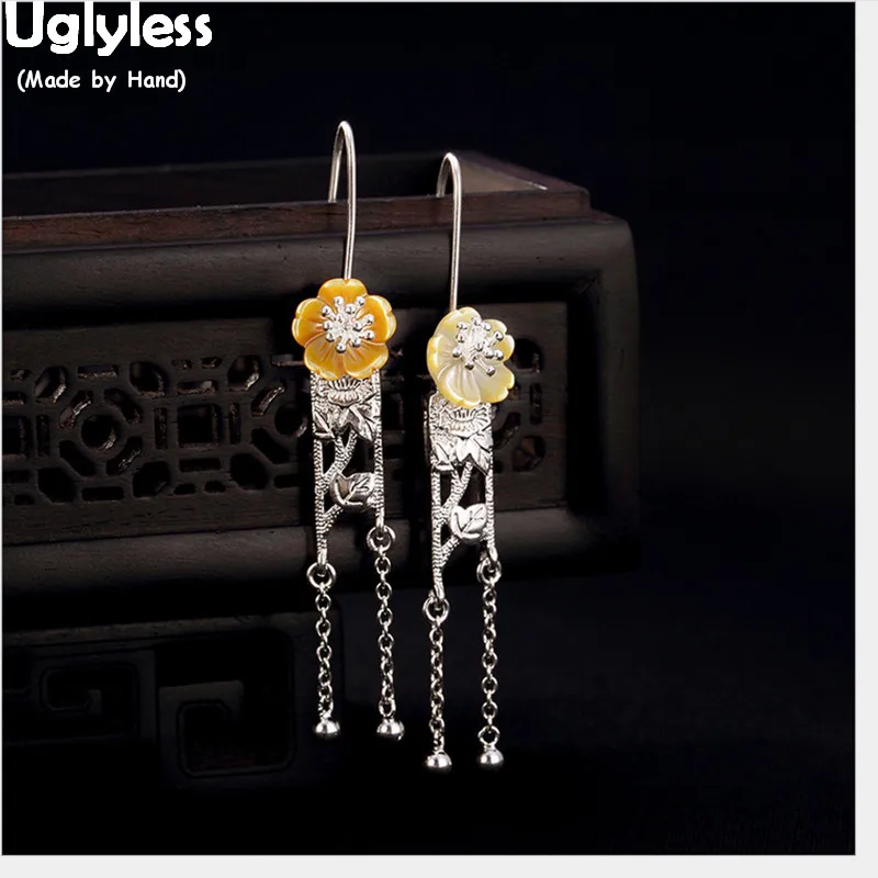 Серьги Uglyless этнические кисточки для женщин натуральные ракушки цветы Висячие