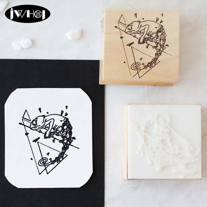 Креативные геометрические деревянные штампы DIY Деревянные и резиновые для