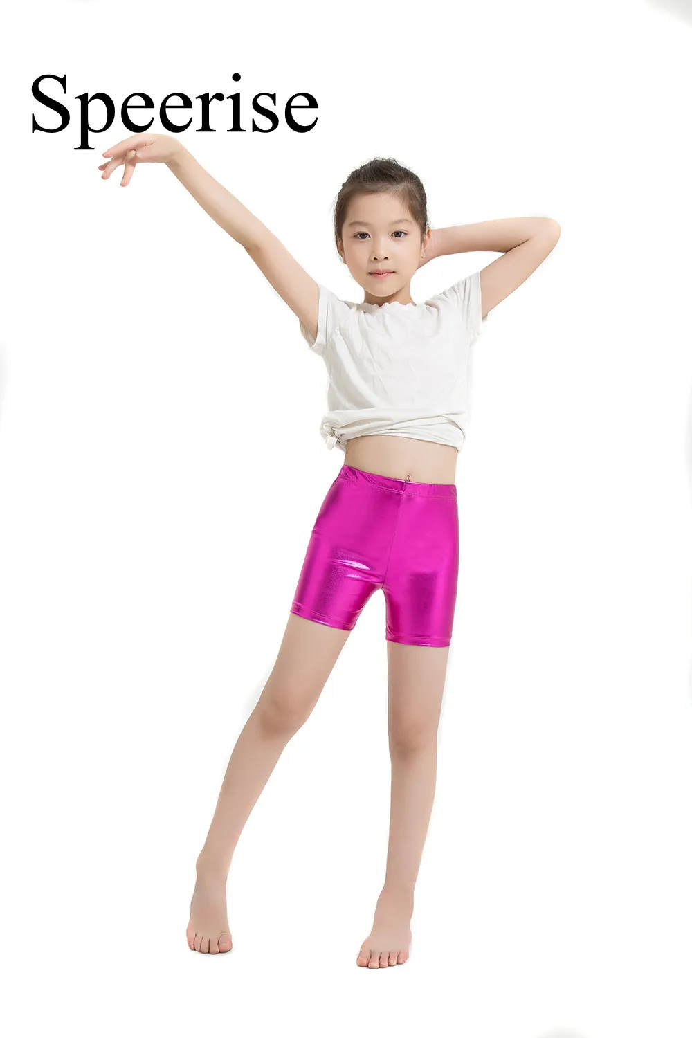Speerise Girl Ballet Shorts Jazz Gymnastic Hot Boy Dance for Stage wear Shiny Metallic Exercising |