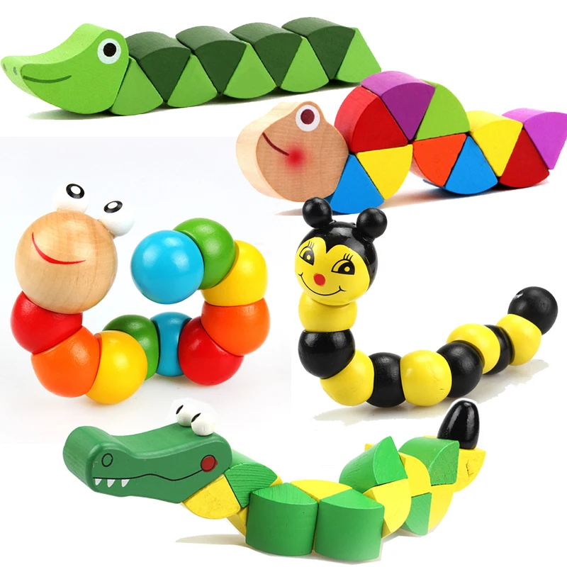 3D головоломка деревянная игрушка Изменяемая форма червь твист кукла гусеница