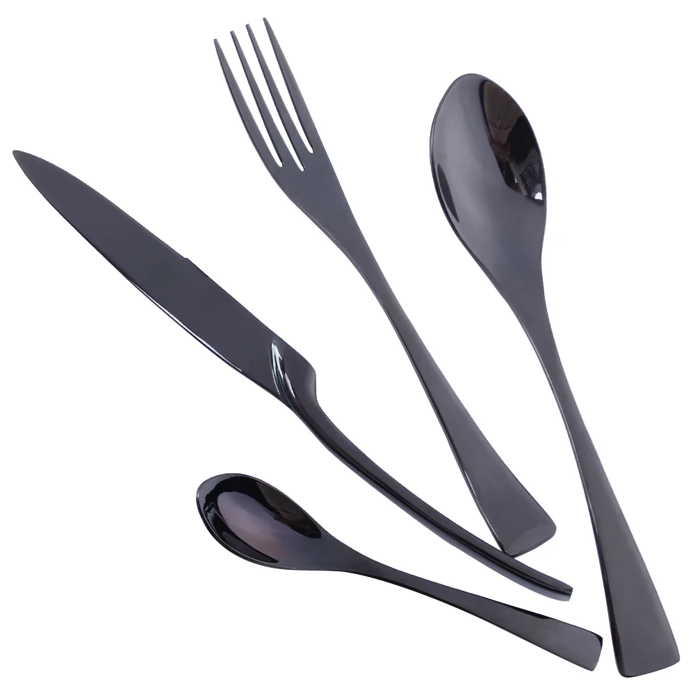 4 Pcs/Set 304 European Black Stainless Steel Dinnerware Luxury Matte Fork Knife designer Cutlery sets Dinner outdoor flatware Tableware детская посуда ланч бокс ножи столовые приборы ложка набор посуды spoon