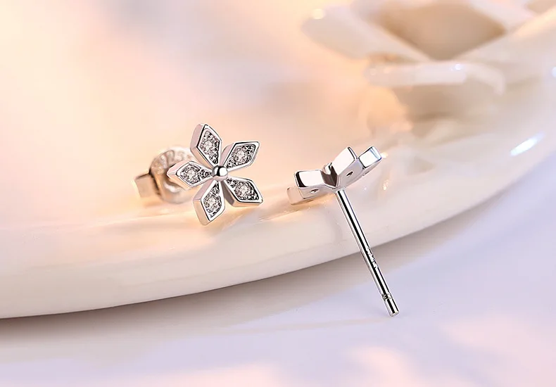 

925 Sterling Silver Plum Zircon Crystal Stud Earrings For Women Gift Sterling-silver-jewelry Brincos boucle d'oreille VES6237