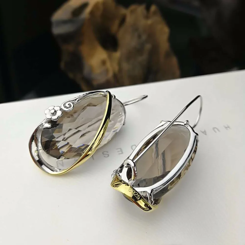 L& P новые модные настоящие серебряные серьги из дымчатого кварца для леди дизайн элегантность 925 пробы-серебряные Роскошные ювелирные изделия