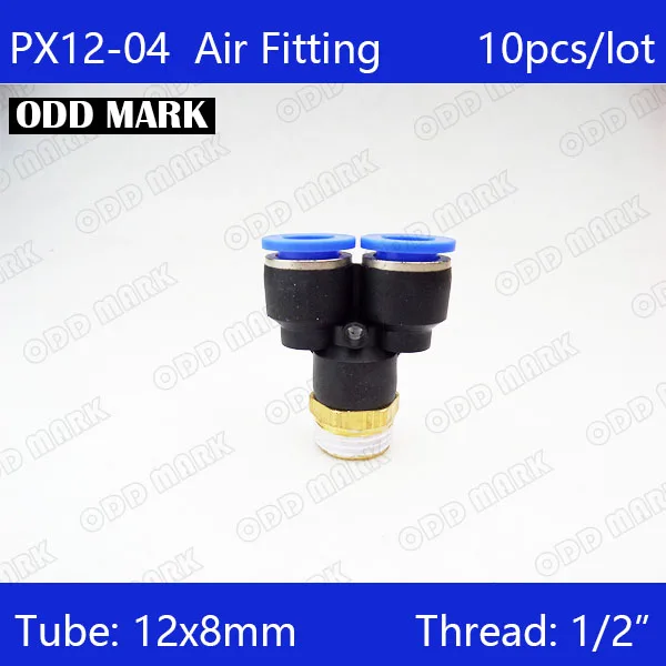 

Free shipping 10Pcs PX12-04, Pneumatic 1/2" Thread 12mm Push In Y Shape Quick Connector