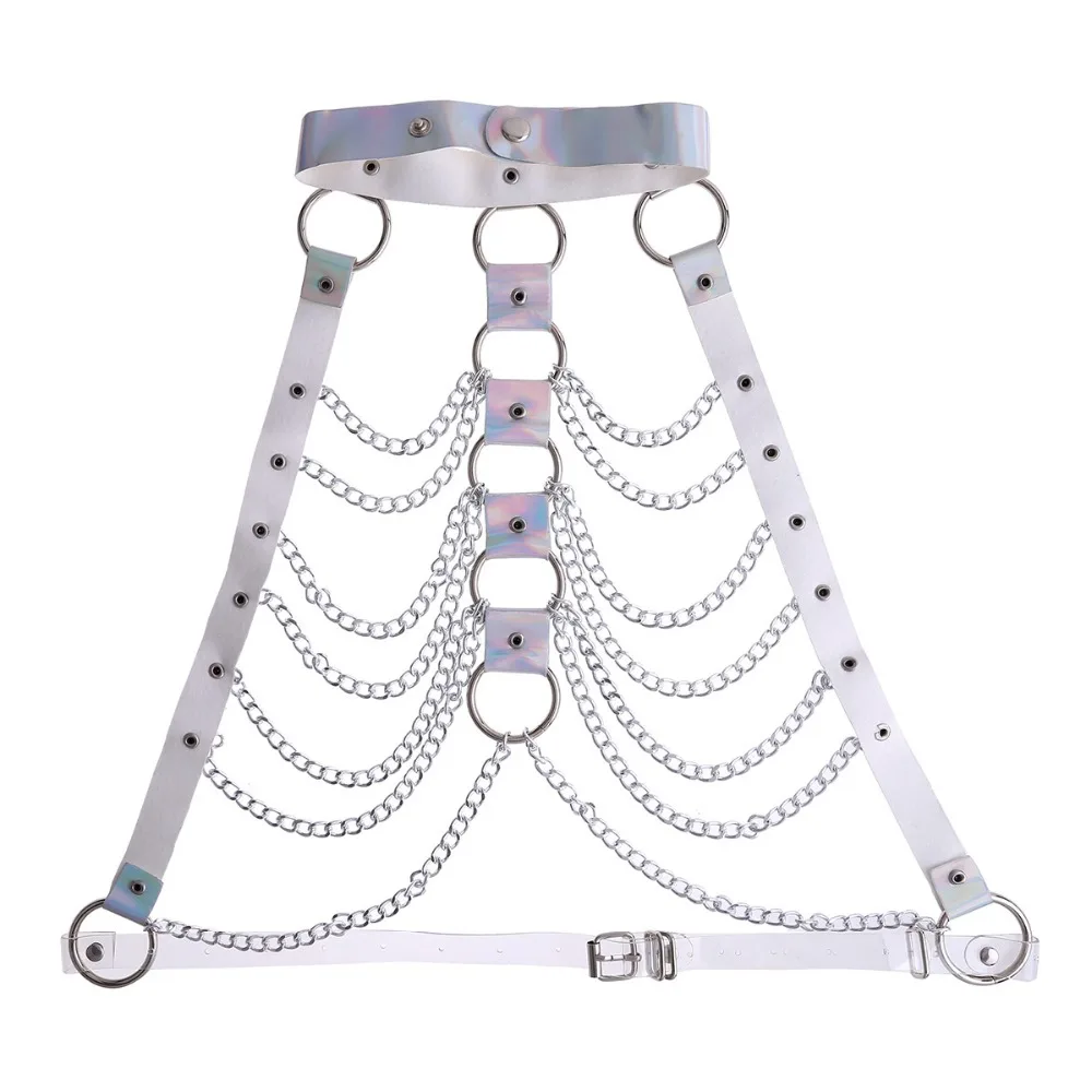 Womens Halter Caged Bra Harness Party Roleplay Chain Bondage Belt Festival Rave Costume Sexy Night Clubwear Pastel Top | Тематическая