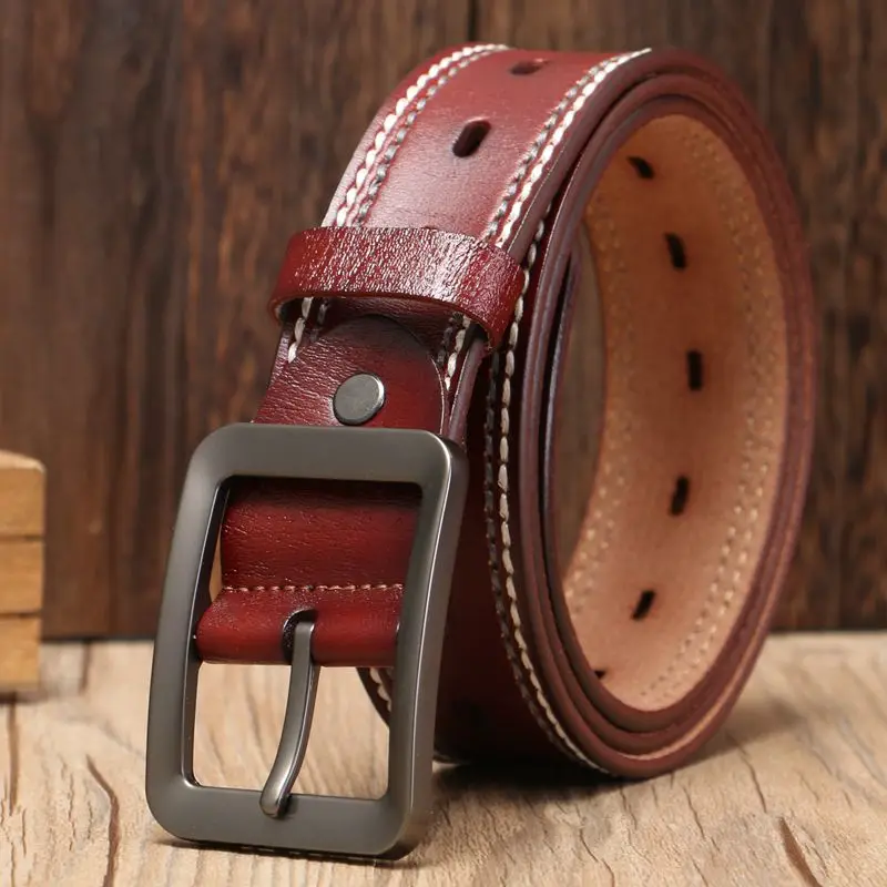 Мужской ремень с пряжкой кожаный черный ковбойский размер 120 см 2020|leather belt|leather belt