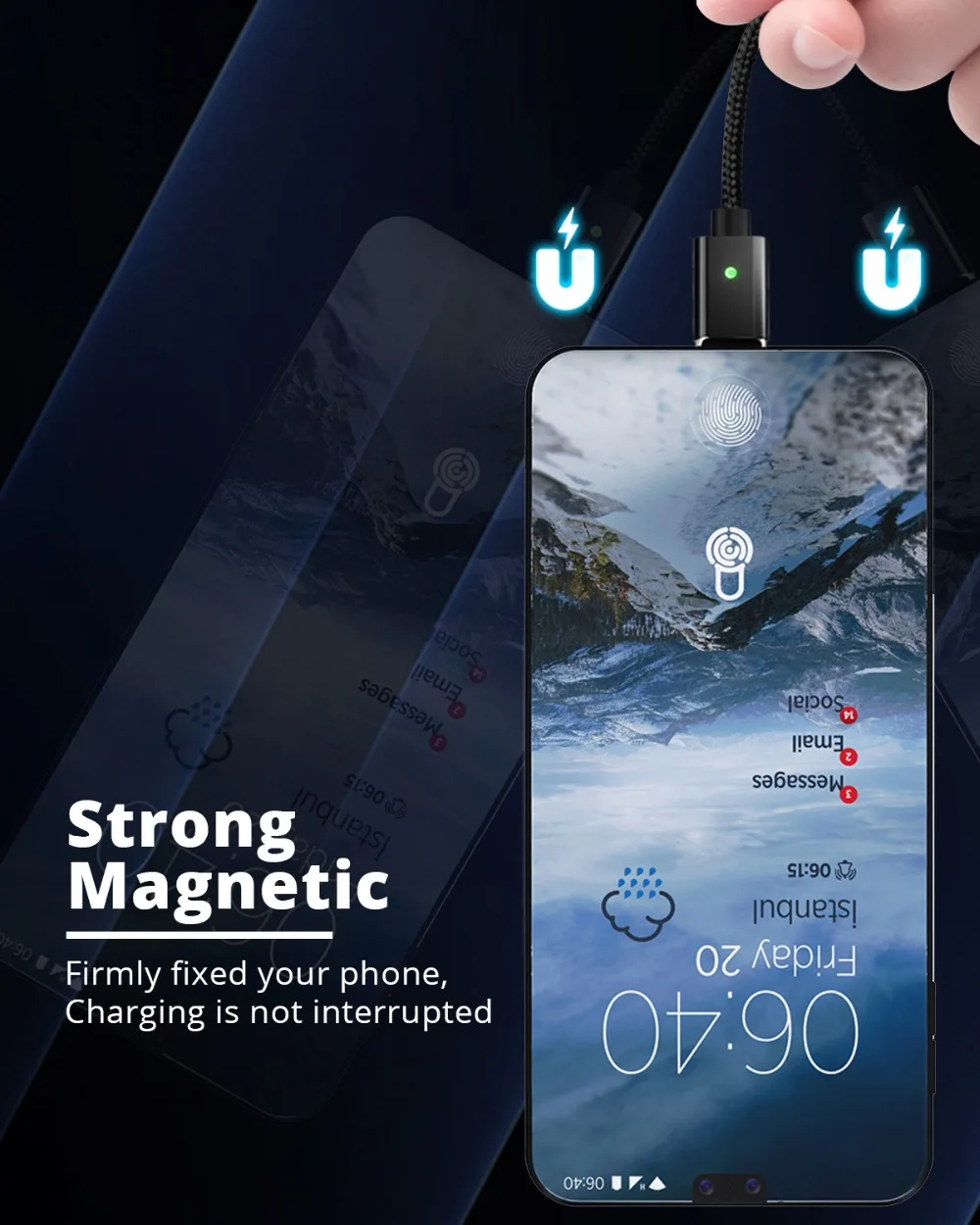 Магнитный кабель ANMONE type-C для быстрой зарядки, кабель USB C, 1 м, 2 м, шнур для передачи данных на базе Android, кабель для быстрой зарядки мобильного телефона, Магнитный провод usb type-C