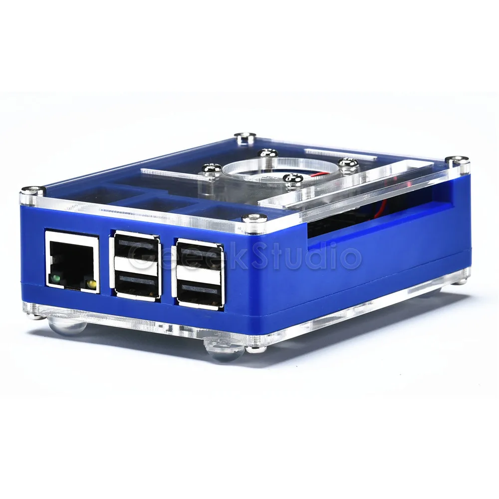 New! Acrylic Plastic Blue & Transparent Case with Optional 5V 2.5A Power Adapter for Raspberry Pi 3B+ / 3B Plus (Not Include) |