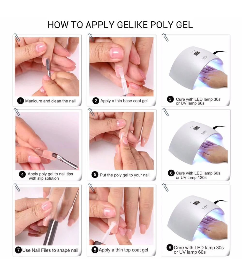 Like Poly гель дизайн длинный прочный ноготь лак в домашних условиях комплект