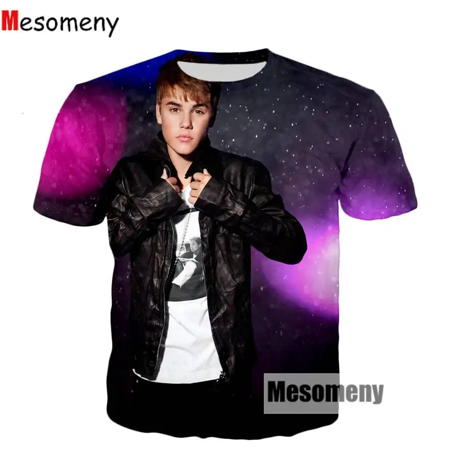 Мезо мужская y новая известная певица Мужская Женская футболка Halsey And Justine Bieber с 3d
