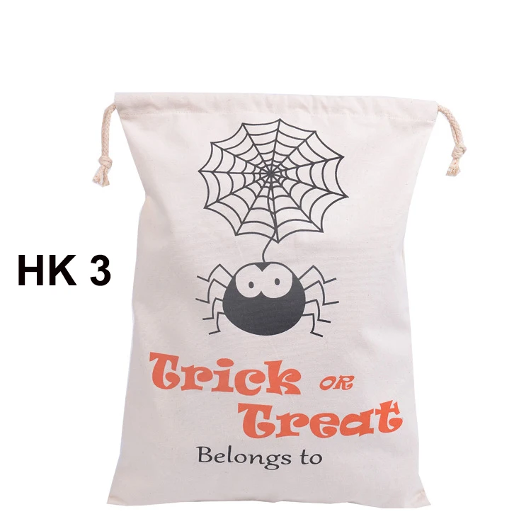 Bolsa de mano de lona de algod&oacute;n para ni&ntilde;os, saco de Halloween, regalos de Halloween, 6 estilos, gran oferta, 30 unids/lote-3