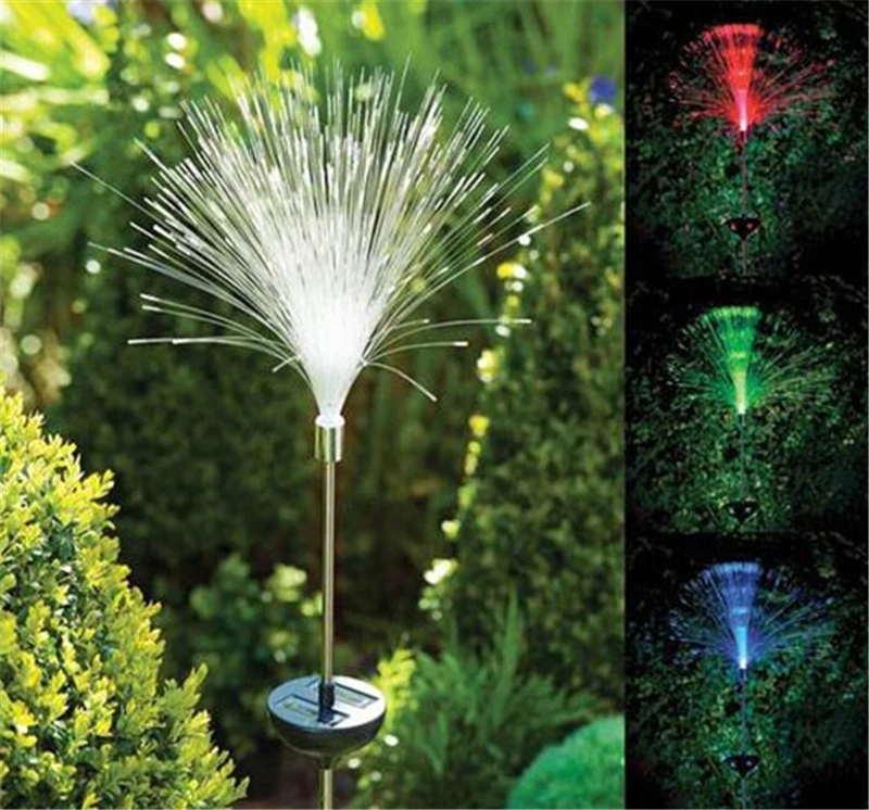 

NEW optic fiber light COLOUR CHANGING LED SOLAR POWER outdoor STAKE LIGHT GARDEN OUTDOOR PATH LAMP for home decor