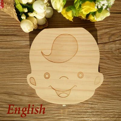 baby2 English Детская зубная коробка, испанская английская коробочка для молочных зубов, детская деревянная коробка для хранения зубов, коллекция, Новорожденный ребенок - Цвет: baby2 English