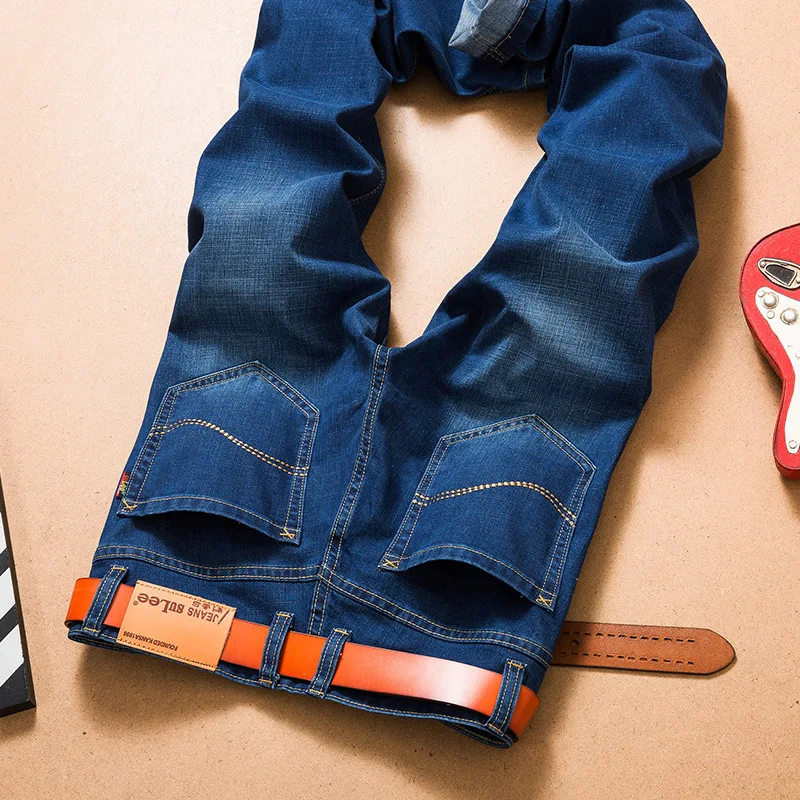 Новинка 2019 модные мужские байкерские джинсы синяя джинсовая мужская одежда