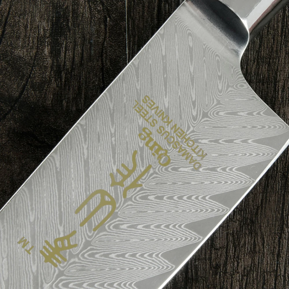 Цин шеф повар Дамаск Кухня Ножи Professional японский Секач шеф-повара Fishbone узор нож из