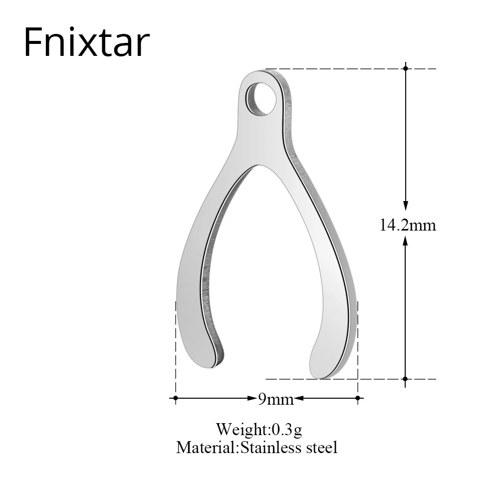 

Fnixtar 50 шт./лот, оптовая продажа, аксессуары для ювелирных изделий своими руками, металлические подвески из нержавеющей стали, кость желания, ...