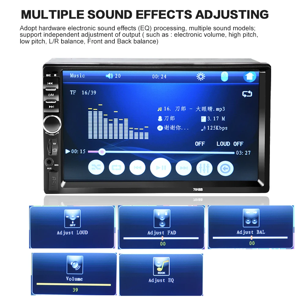 Новый 7018B 2 DIN Автомобильный Bluetooth аудио 7 &quotHD Авторадио в тире сенсорный экран
