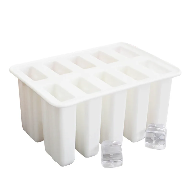 10 Cavity Ice Cream DIY Mold Makers Silicone Thick material Simple Molds Cube Chocolate Dessert Tray With Popsicle | Дом и сад