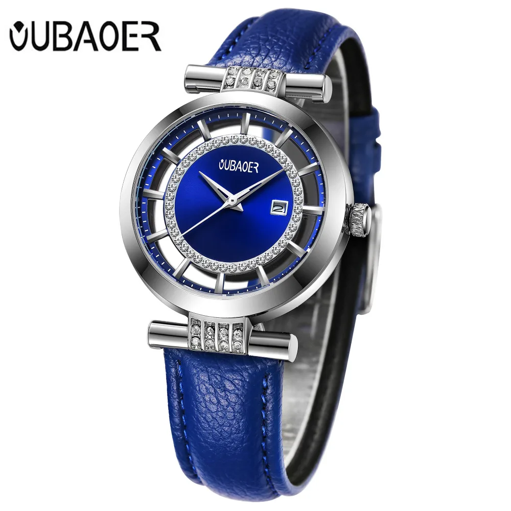 Женские часы-браслет OUBAOER роскошный бренд Montre Femme кожаный ремешок кварцевые часы модные женские часы Relogio Feminino