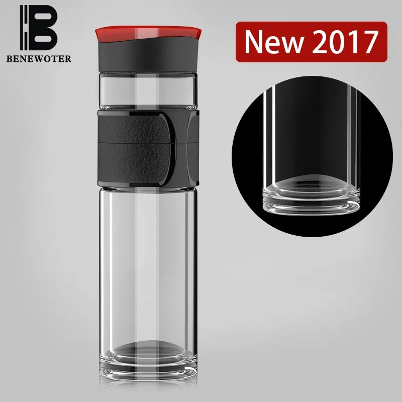 Портативная прозрачная стеклянная бутылка для воды 350/450 мл с фильтром из