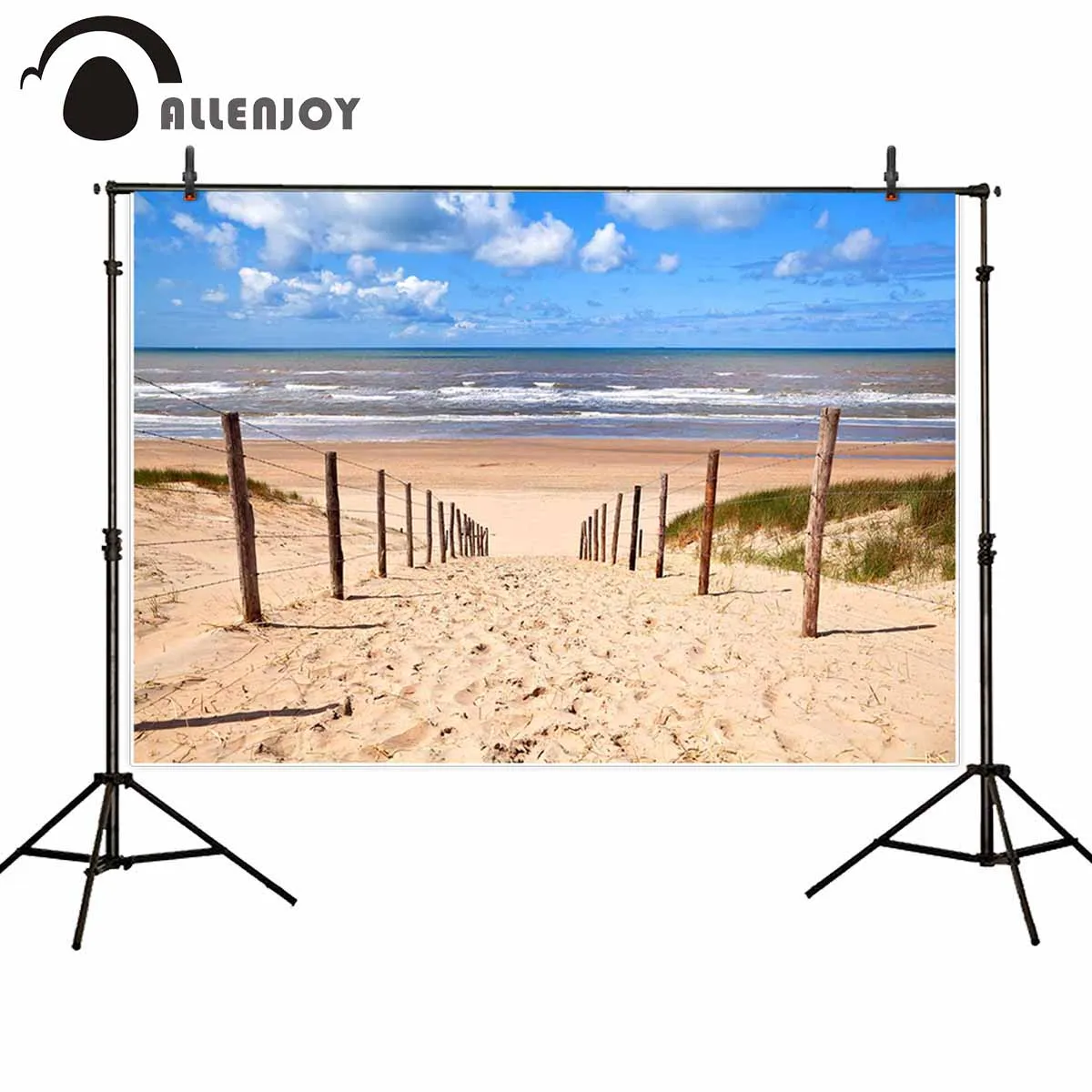 Allenjoy фоны для фотостудии голубое небо белое облако дорога песчаный пляж море фон