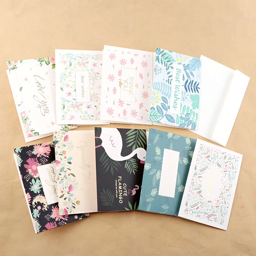 Random 9Pcs Thank You And Best Wishes Card Invitations Leave Message Greeting For Wedding Birthday New Year Decoration Дом и сад
