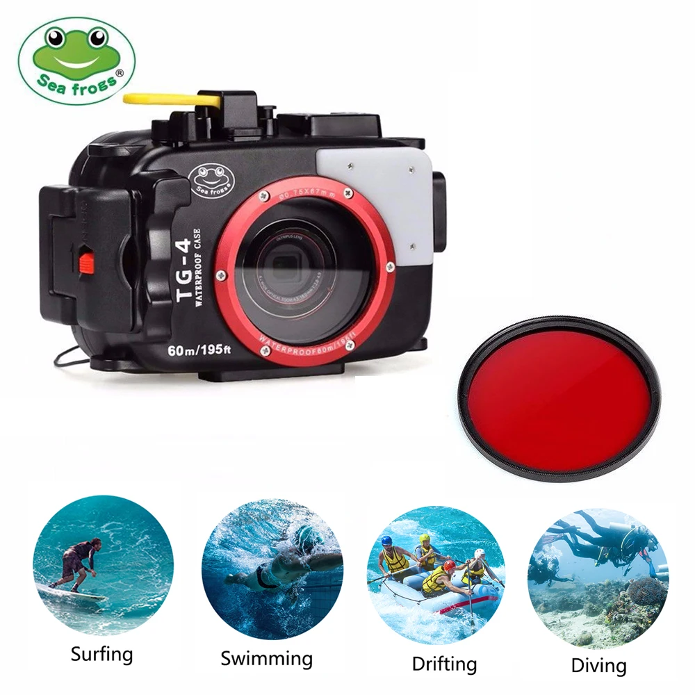 Водонепроницаемый чехол для камеры Seafrogs 60m/195ft водонепроницаемый корпус Olympus TG4 3