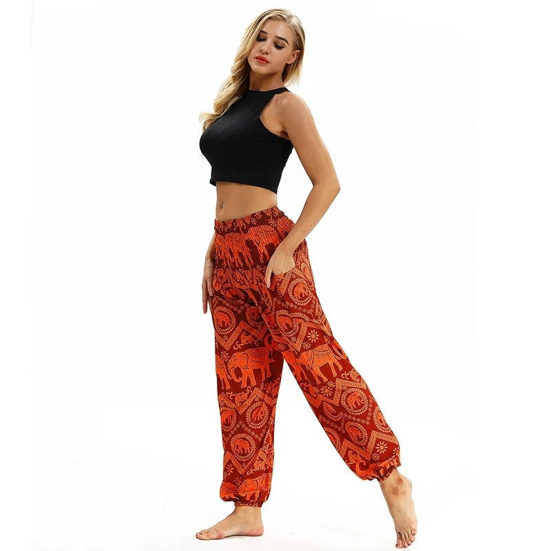 New Women Yoga Pants High Waist Sexy Print Loose Beach Holiday Wide Leg Pants Breathable Fitness Sport Pants Dance Lantern Pant