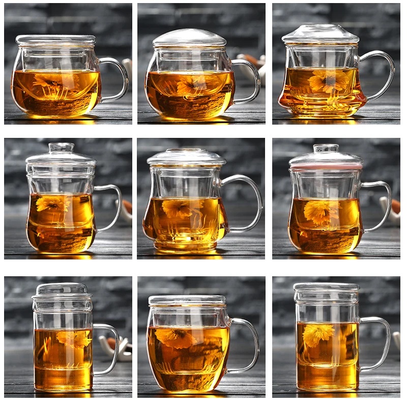 

Water Bottle Glass With Cover Filter Flower Teacup Milk tumblerful Office Water Cup Table Water Cup Daily Drink Bottle 300-400ml