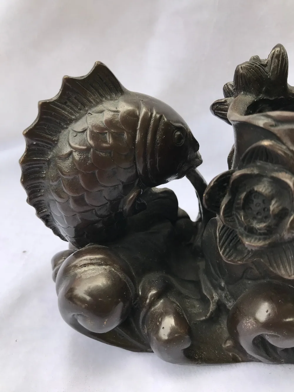 Old Chinese fengshui bronze Auspicious Fish Gourd Lucky Brush Pot pencil vase | Дом и сад