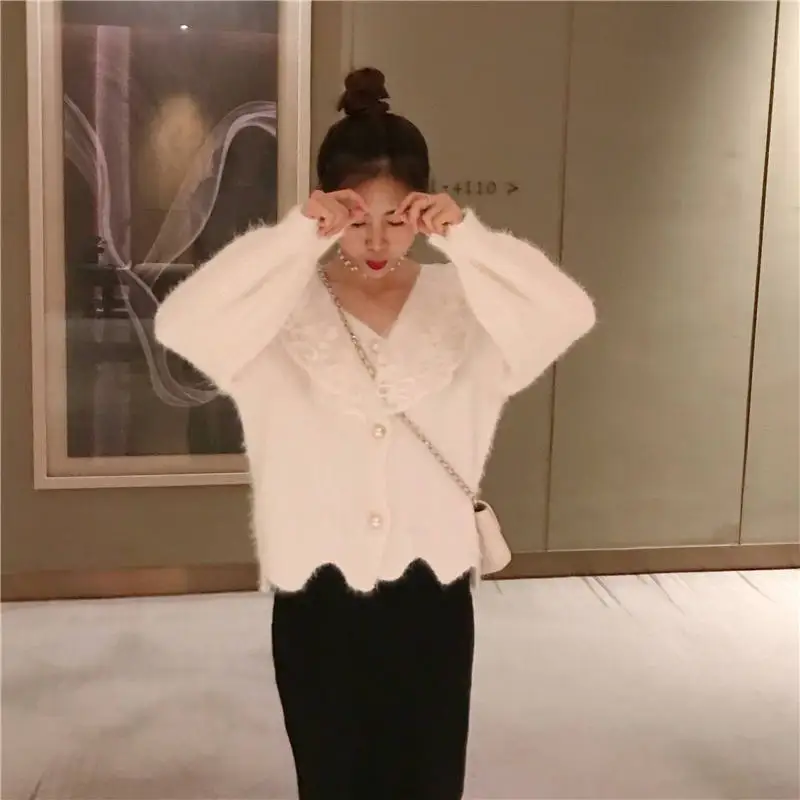 HziriP 2018 Autumn Women Comfortable Sweetest Knitted Female Simple Lace Sweaters Cardigans Sexy All-Match Single Breasted Fresh |
