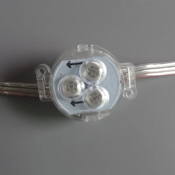 

DC12V;UCS1903 IC30mm diameter;IP68;addressable;0.72W(3LEDs);RGB full color;transparent cover;IP68 rated;with lens