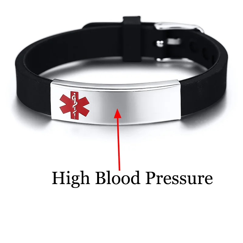 High Blood Pressure Vnox, Персонализированная гравировка, запись по индивидуальному заказу, информация по индивидуальному заказу, медицинский оповещающий ID браслет для диабета, эпилепсии, аллергии, ХОБЛ - Окраска металла: High Blood Pressure