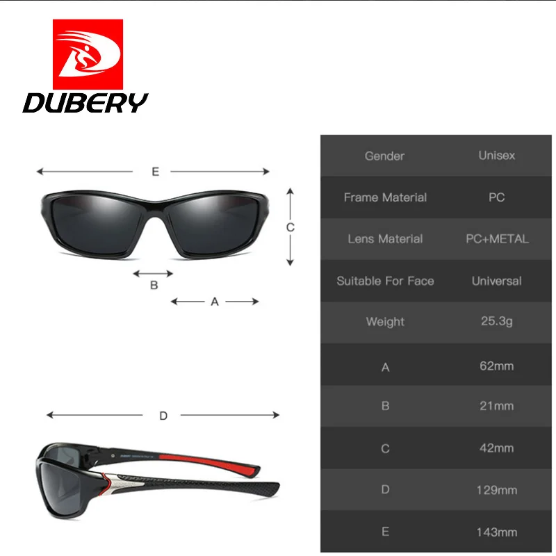 DUBERY Квадратные Солнцезащитные очки для мужчин поляризационные uv400 высокое