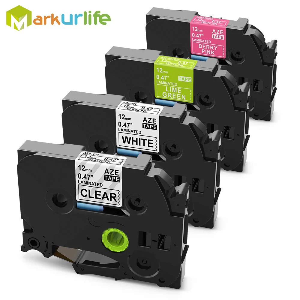 

4 Pack TZ Tape 0.47 Inch Laminated Compatible for BrotherTZ-131 TZe-231 TZe-MQP35 TZe-MQG35 P-Touch PT-1000 PT-1010R Label Maker