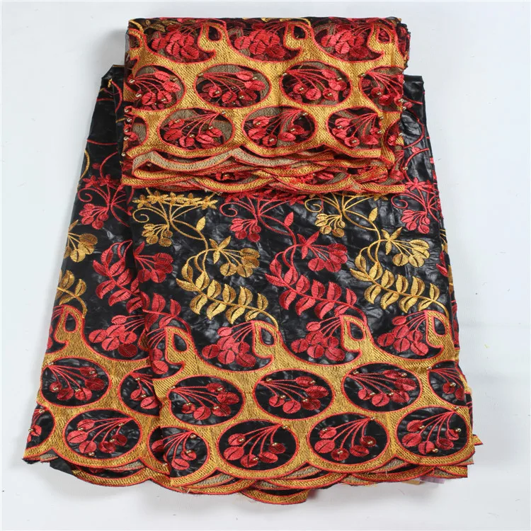 Новая дизайнерская вышивка Африканский чистая кружевной ткани Базен Riche для