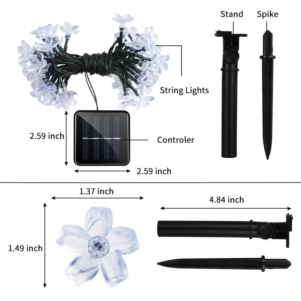 12 м Рождественская гирлянда на солнечной батарее уличная светодиодная