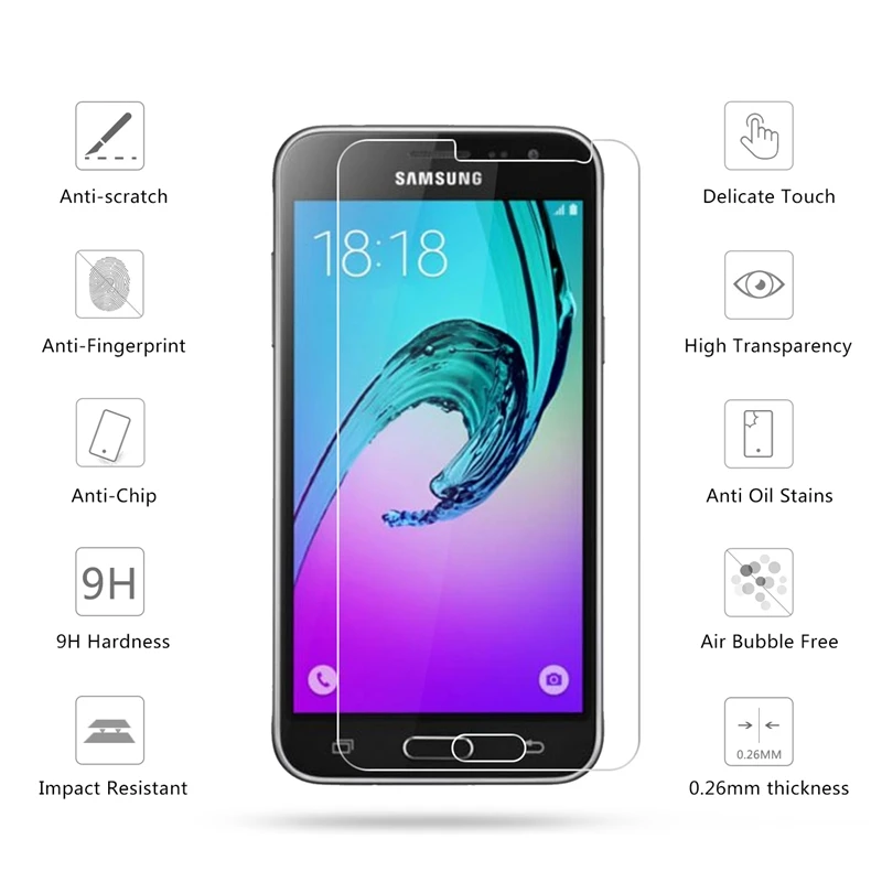 2.5D 0 26 мм 9H Премиум Закаленное стекло для Samsung GALAXY J3 J300 J3000 J300F Защитная пленка *|glass