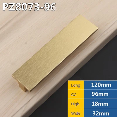CC64L90mm Brass 2 шт./лот квадратная алюминиевая мебельная Натяжная Рукоятка Ручка для шкафа мебель T дизайн лаконичный - Цвет: CC64L90mm Brass