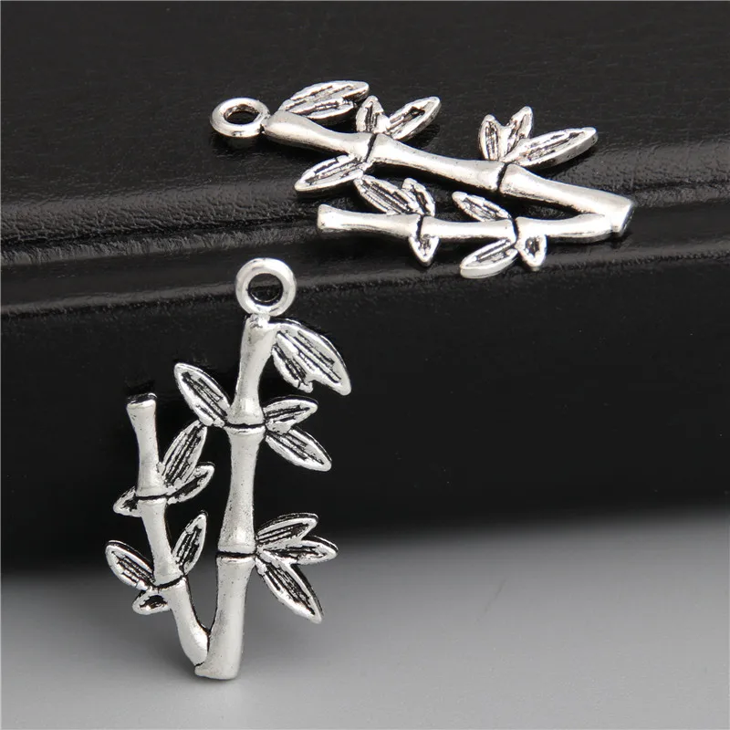 40 шт. Подвески серебряного цвета Резные тростниковый бамбук подвески для