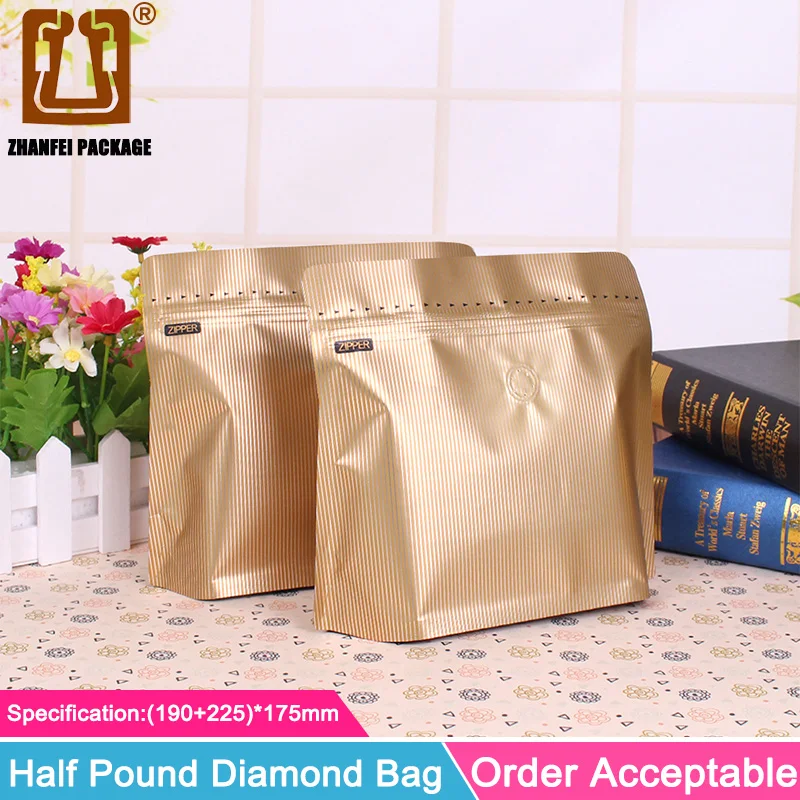 ZHANFEI полуфунтовый Алмазный мешок из алюминиевой фольги крафт бумага ziplock с