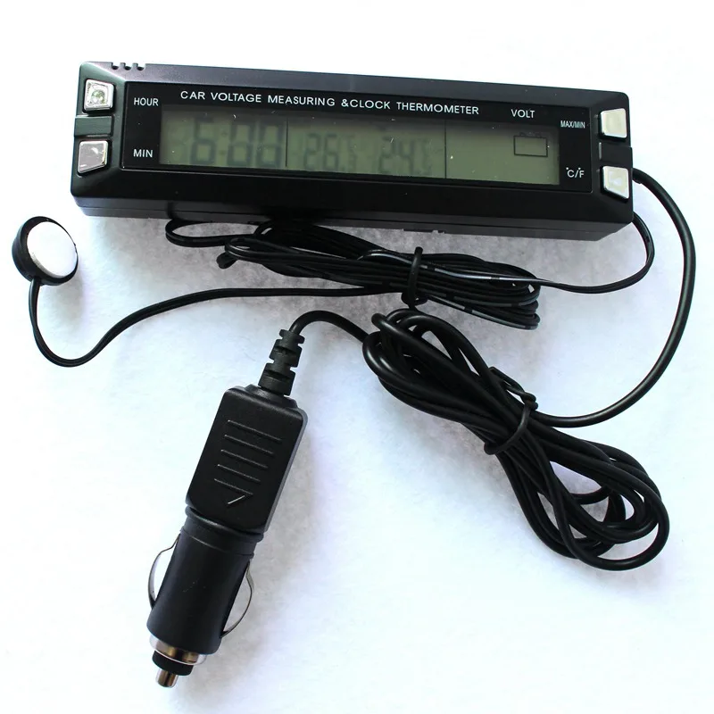 Автомобильный цифровой термометр 3 в 1 вольтметр часы монитор температуры 12 В