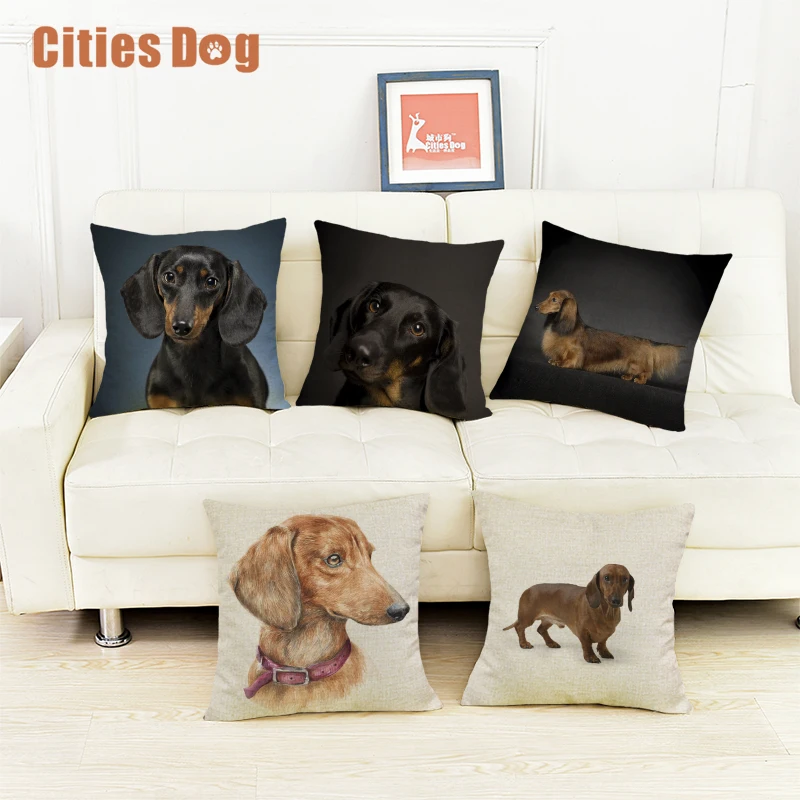 

Dachshund dog Decorative Cushion cover Pillows coussin para el hogar decoracion linen animal throw Car Pillow almofada cojines