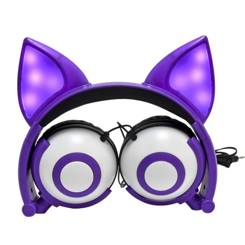 2019 New Stylish Practical 5 Colors Cartoon Cute Headphone Glowing Child Foldable Flashing Cat Ear Headset Earphone | Электроника